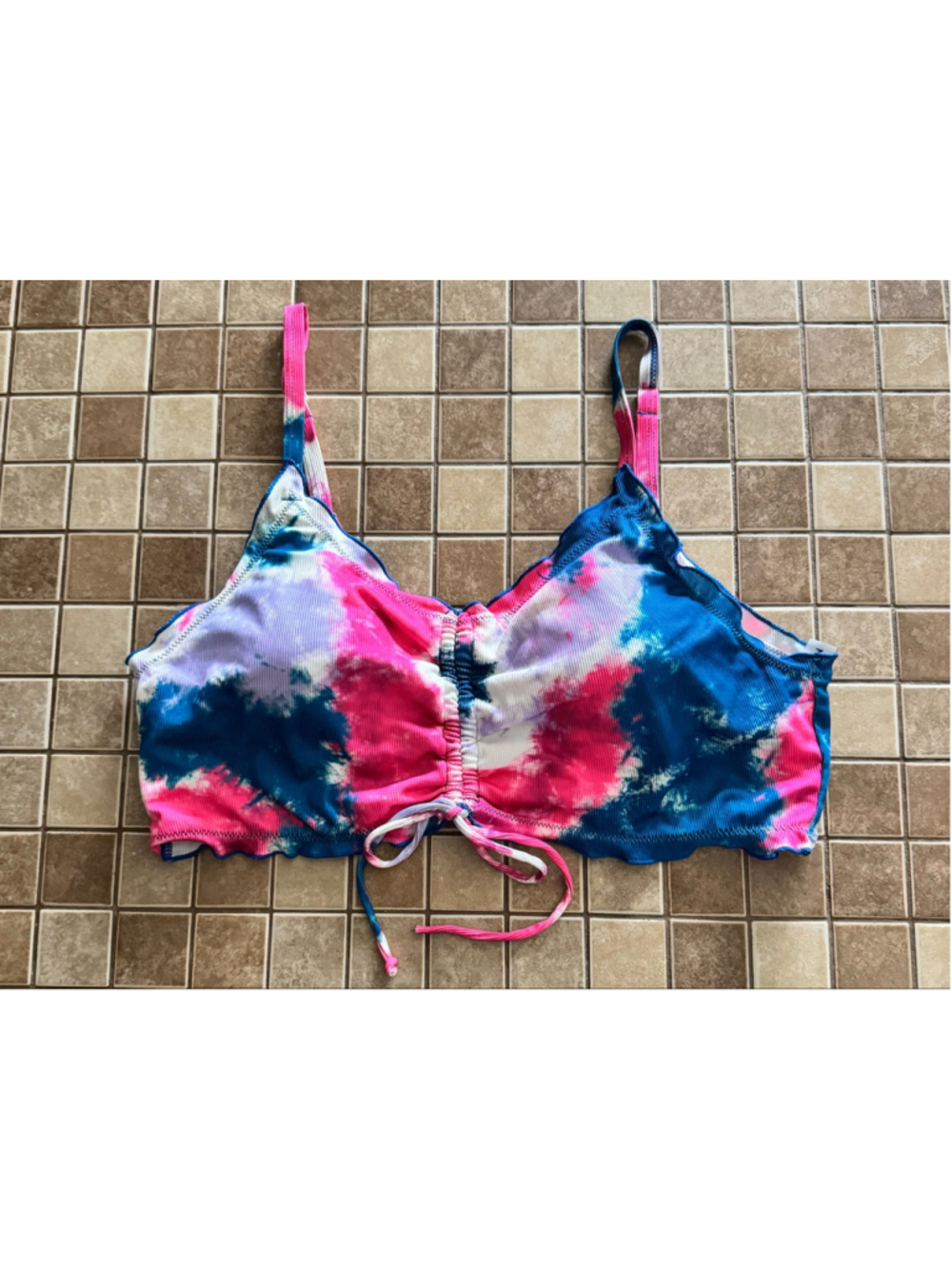 Women's SHEIN Bikini Top 3X Blue Pink Tie Dye